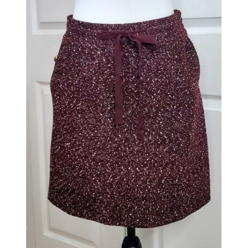 The Loft Womens Burgandy Pencil Mini Skirt Straight Stretch Workwear Sz 0 NWT